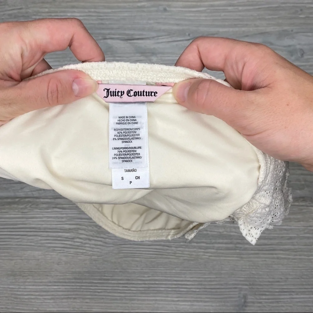 Juicy Couture Bikini Swim Bottoms Cream Small